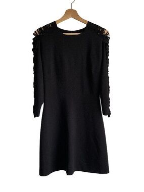 Sandro Black Long Sleeve Dress with Cutout Shoulder Details,size 2 = US M